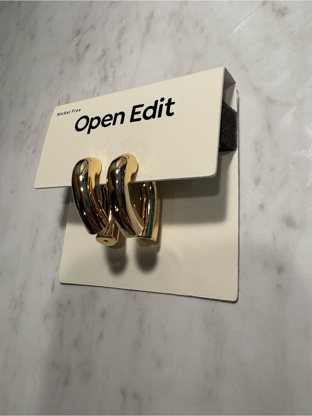 Open Edit Gold Chunky Semi Hoop Earrings